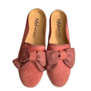 pink suede slip on shoes with bows 7.5 NWT